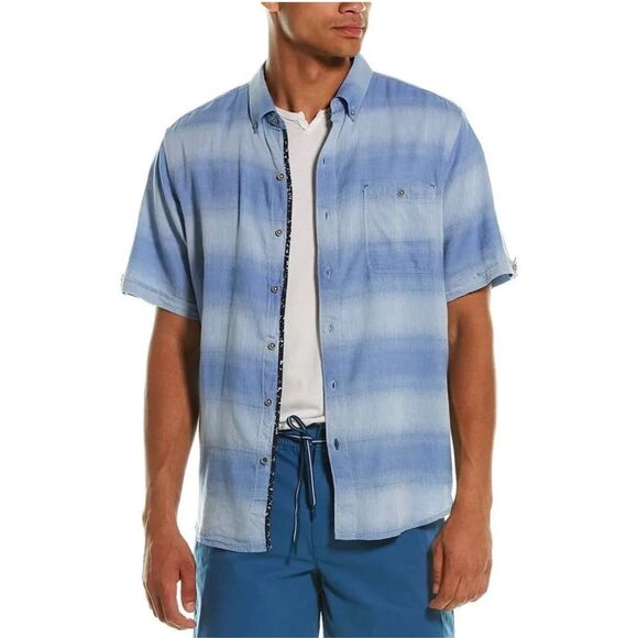 Tommy Bahama Ocean Fade Camp Shirt Button Down Size 2XLB Short Sleeve Blue - Picture 1 of 10